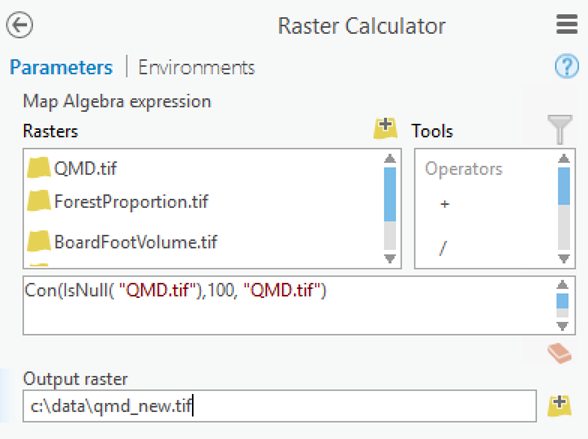 Outil de géotraitement Raster Calculator (Calculatrice raster)