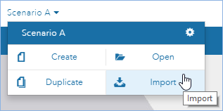 option Importer du menu déroulant du scénario